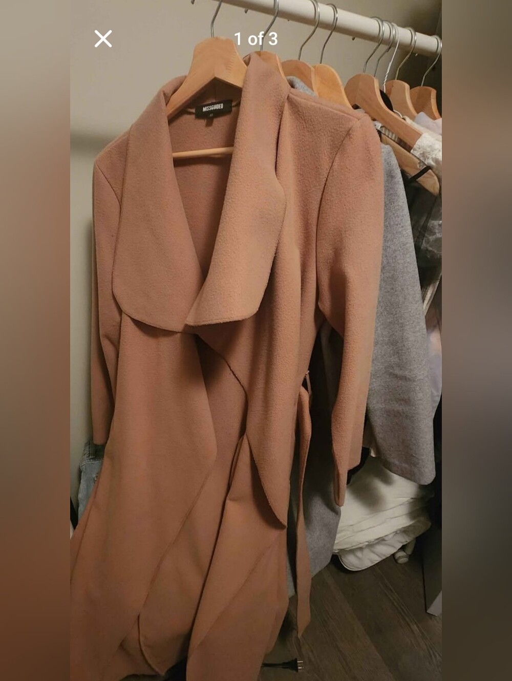 Missguided Camel Waterfall Drape Trench Coat